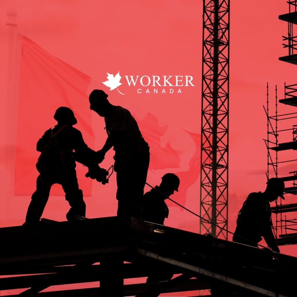 Worker Canada — construction workers helping each other on a structure